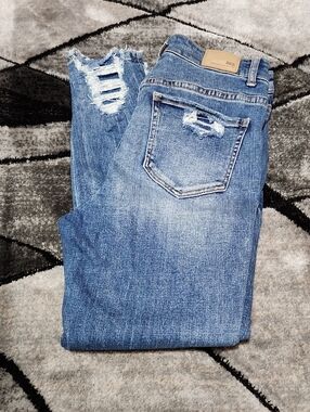 BKE PARKER UNIVERSAL-FIT DISTRESSED HIGH-RISE ANKLE SKINNY DENIM JEAN